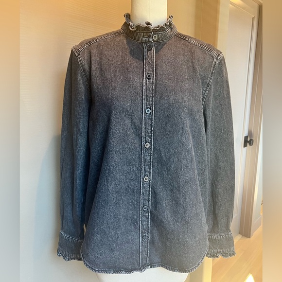 & Other Stories Washed Denim shirt w/ Ruffle and Back Placket detail. - Picture 1 of 8